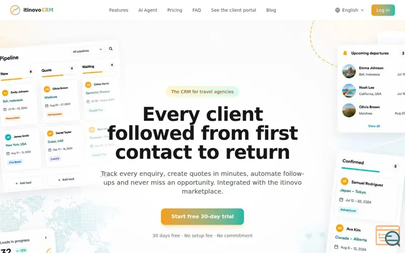 Screenshot of itinovo CRM