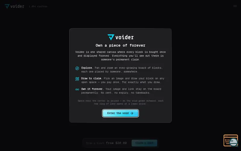 Screenshot of Voider — Own a piece of forever | Voider