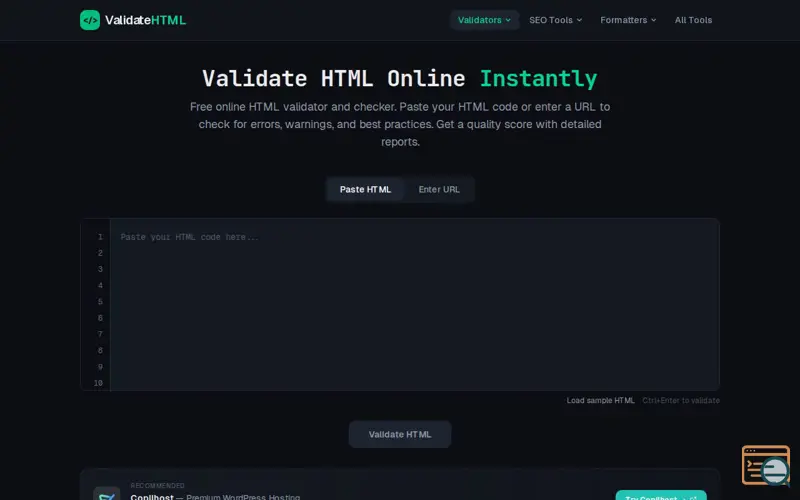 Screenshot of ValidateHTML