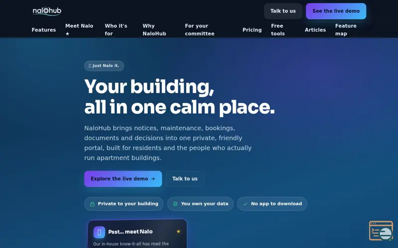Screenshot of NaloHub — Community for every building