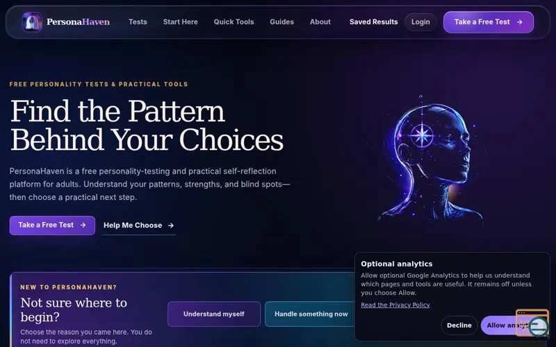 Screenshot of PersonaHaven