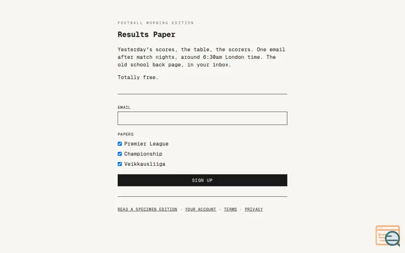 Screenshot of Results Paper