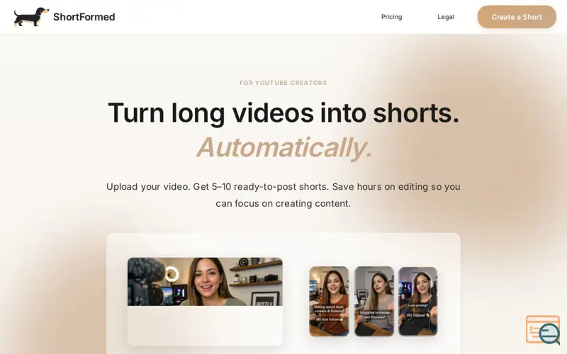 Screenshot of ShortFormed