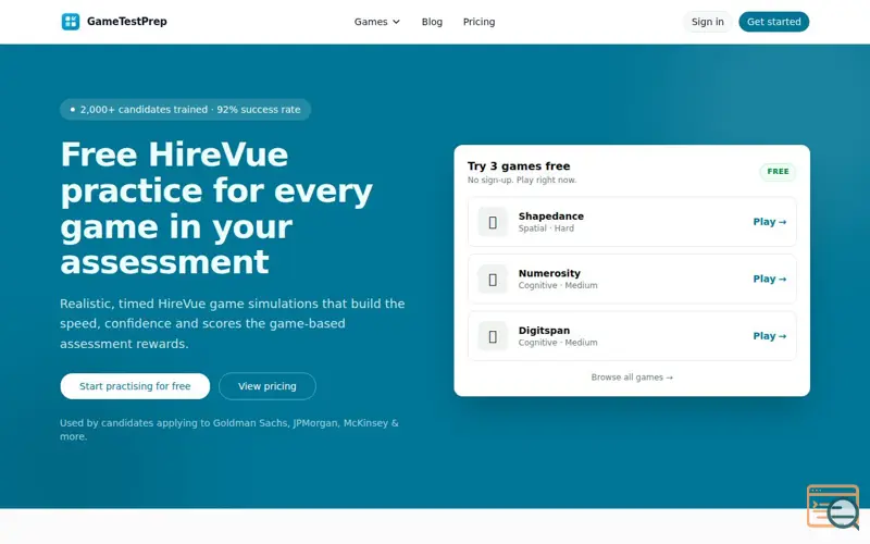 Screenshot of GameTestPrep