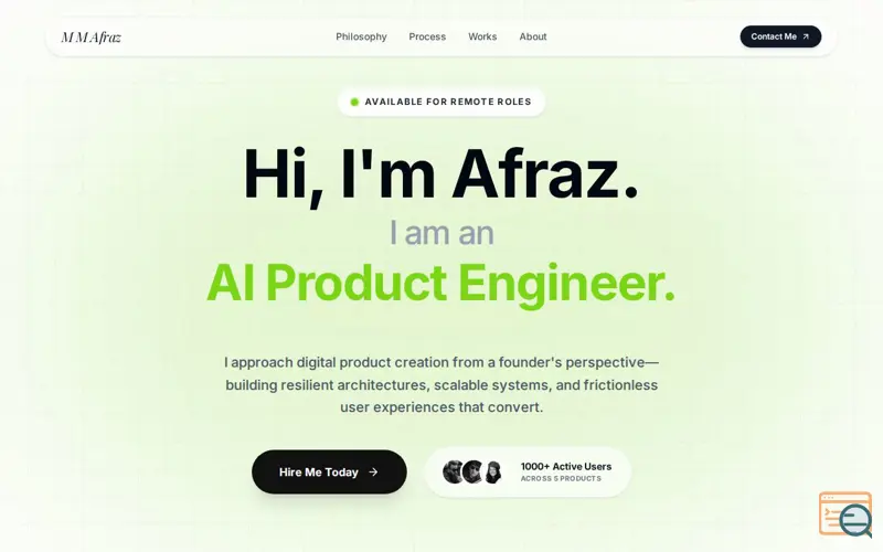 Screenshot of M M Afraz Portfolio