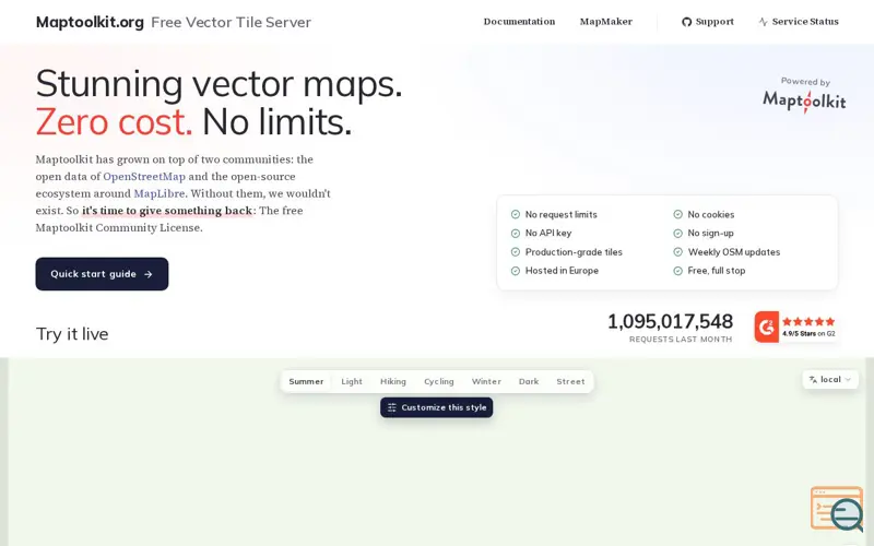 Screenshot of Maptoolkit.org