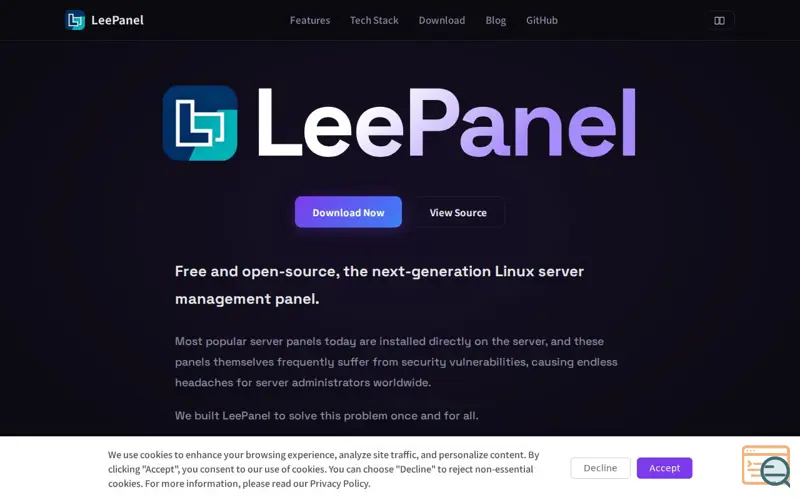 Screenshot of LeePanel — Next-Gen Linux Server Management Panel