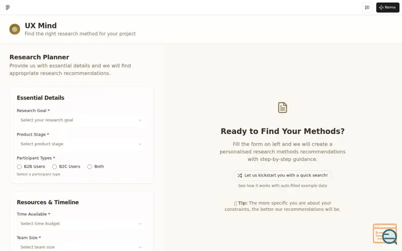 Screenshot of UX Mind