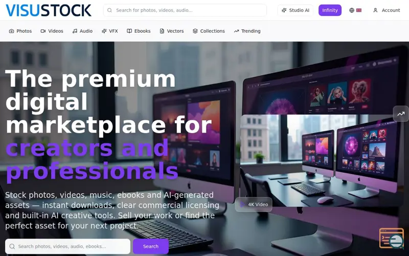 Screenshot of VisuStock Digital Asset Marketplace