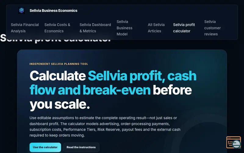 Screenshot of Sellvia Profit Calculator