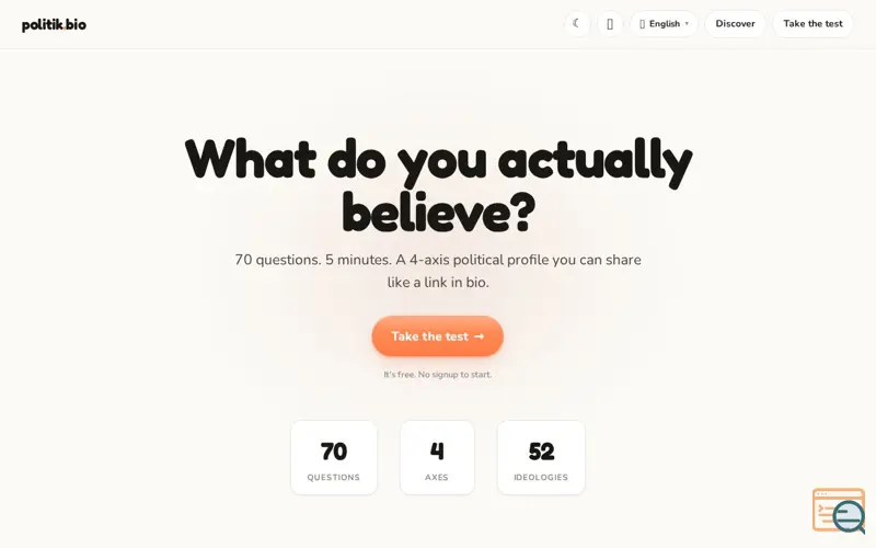 Screenshot of politik.bio — Your political identity