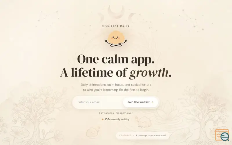 Screenshot of ManifestDaily — Join the waitlist