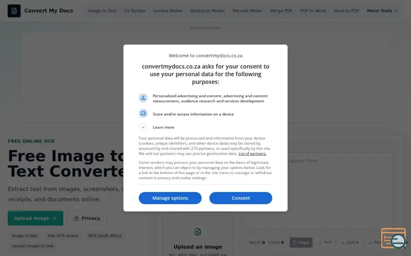 Screenshot of Convert My Docs