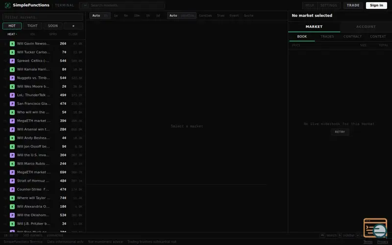 Screenshot of SimpleFunctions Terminal