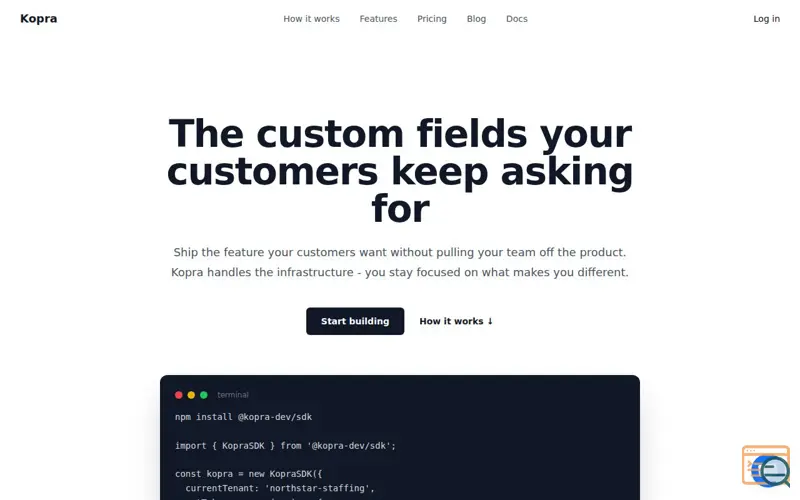 Screenshot of Kopra - Custom Fields as a Service