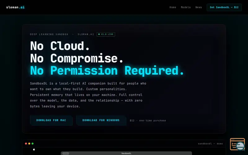 Screenshot of SandboxDL — sloman.ai