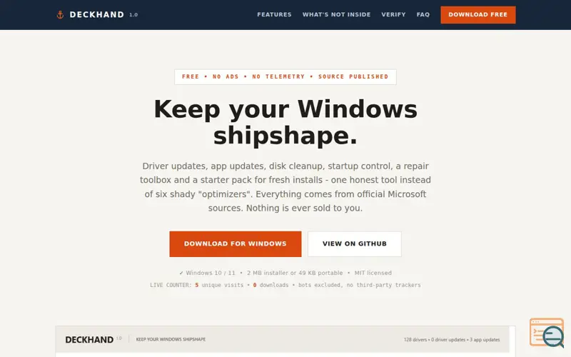 Screenshot of DECKHAND