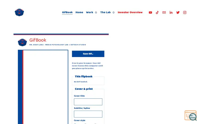 Screenshot of GifBook, a launch using omggif