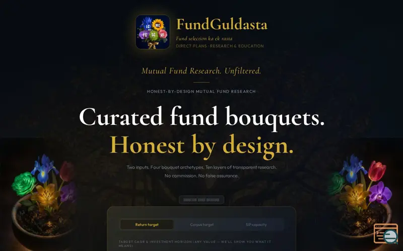 Screenshot of FundGuldasta — MFs Research & Education