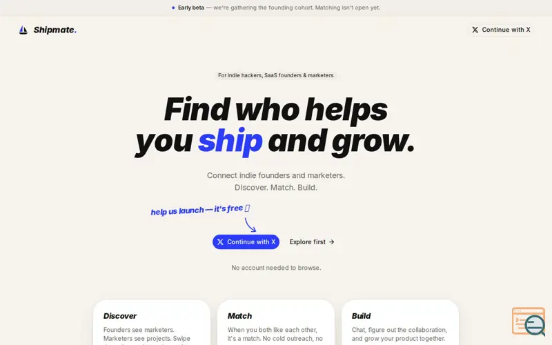 Screenshot of Shipmate