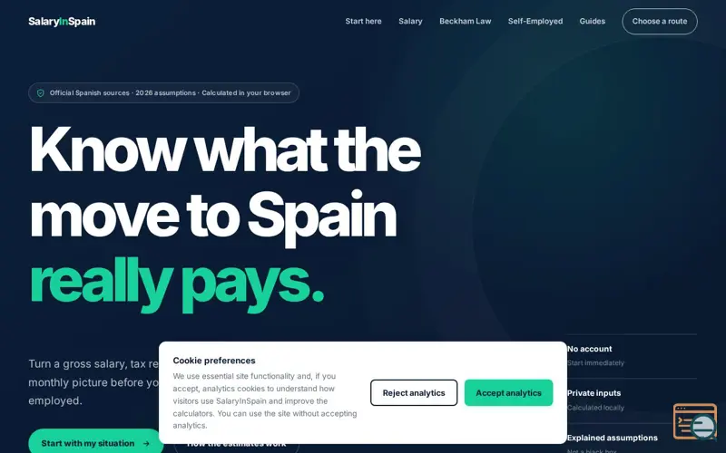 Screenshot of SalaryInSpain