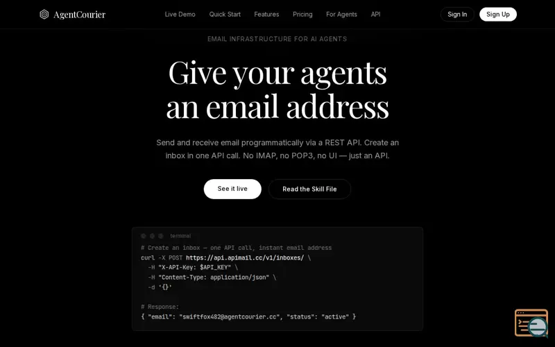 Screenshot of AgentCourier