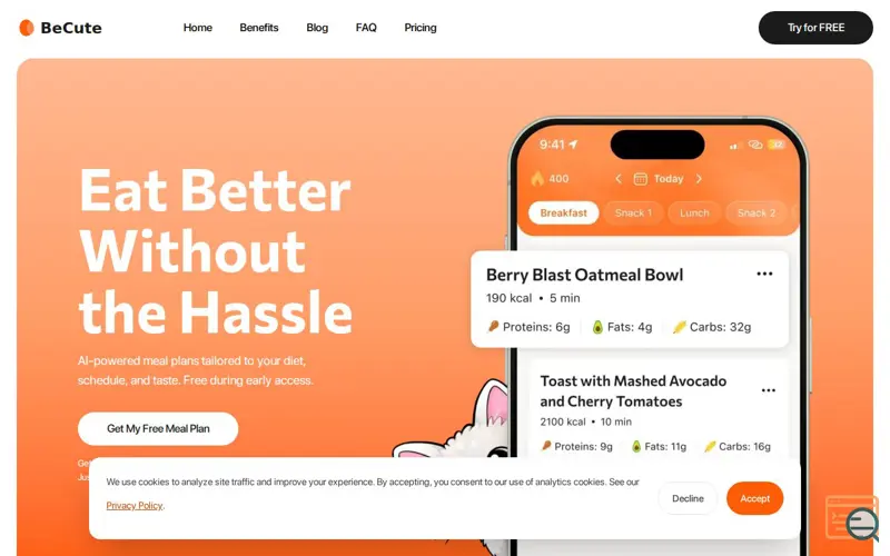 Screenshot of BeCute