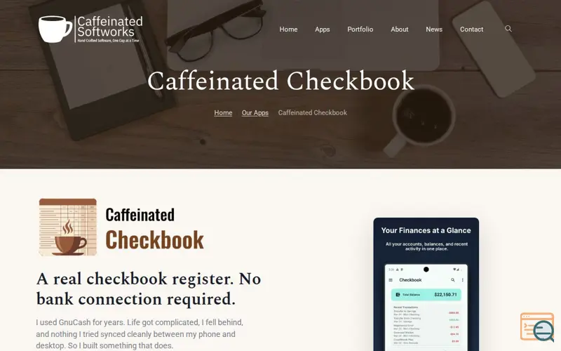 Screenshot of Caffeinated Checkbook