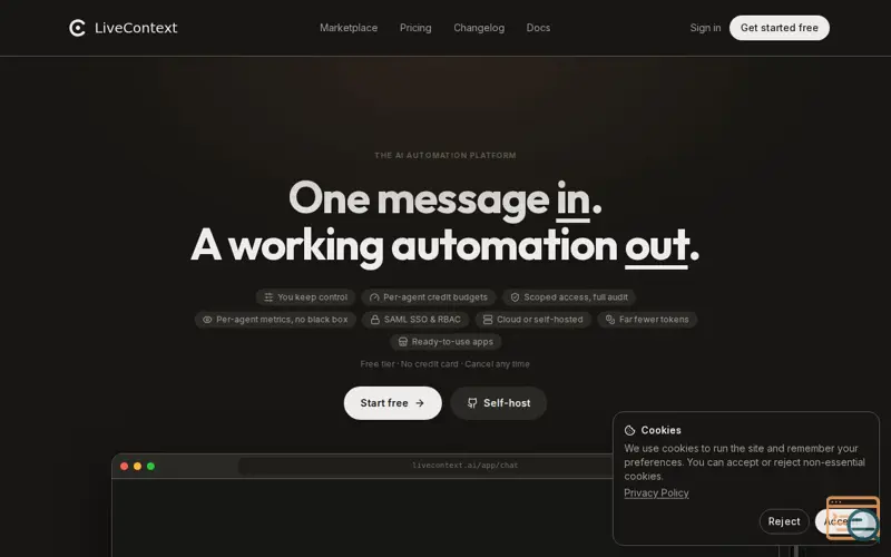Screenshot of LiveContext