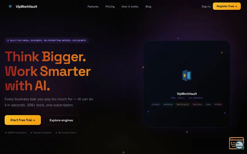 Screenshot of VipWorkVault