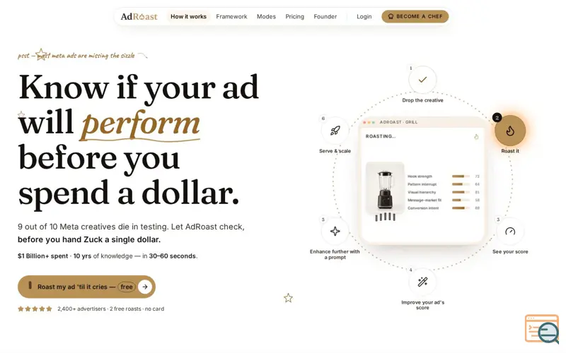 Screenshot of AdRoast - Roast your Ad before Meta does