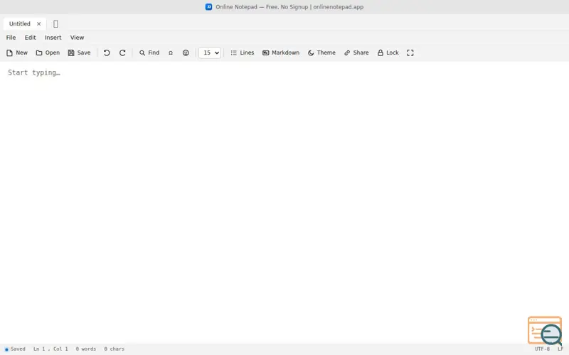 Screenshot of onlinenotepad.app