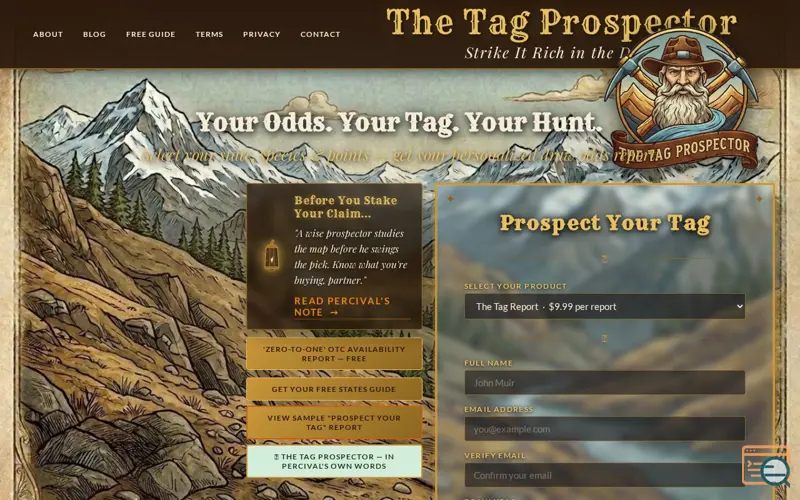 Screenshot of The Tag Prospector - The Tag Report