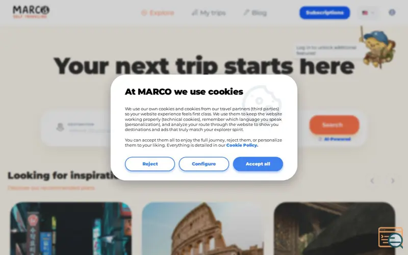 Screenshot of marcotravel.io