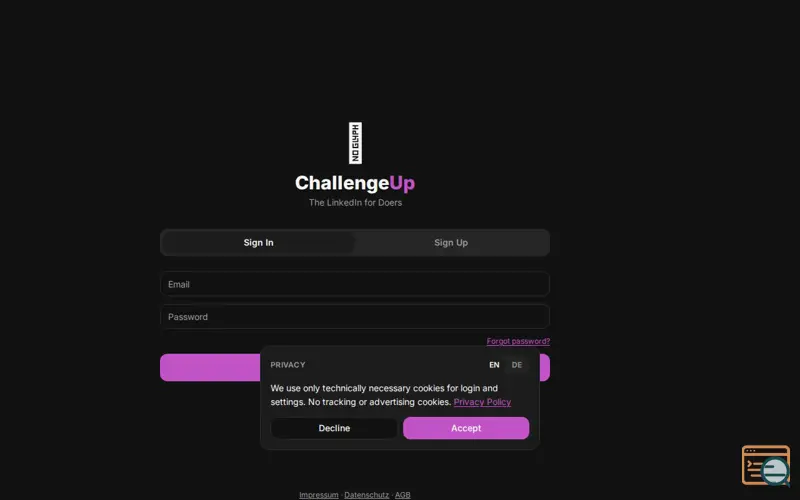 Screenshot of ChallengeUp , The LinkedIn for Doers