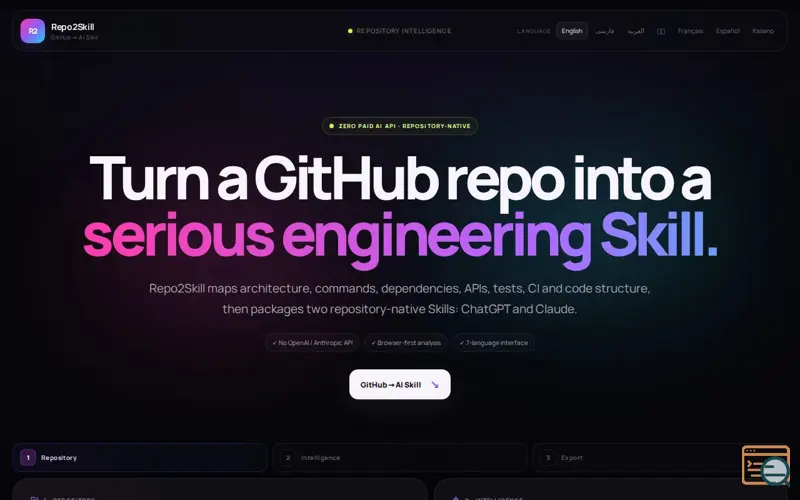 Screenshot of Repo2Skill