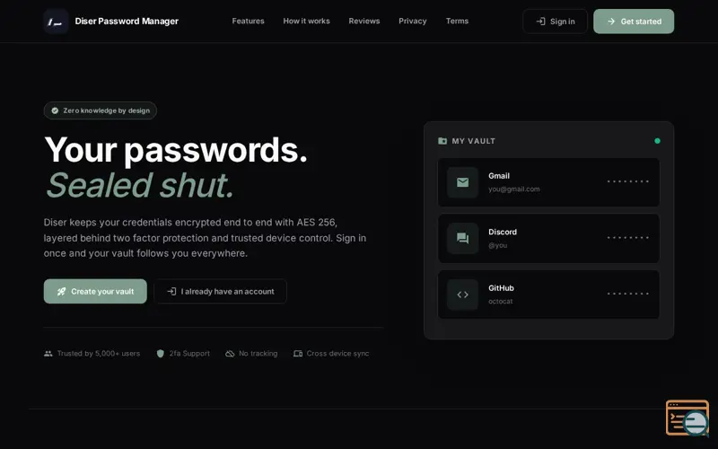 Screenshot of Password Manager by diser.me