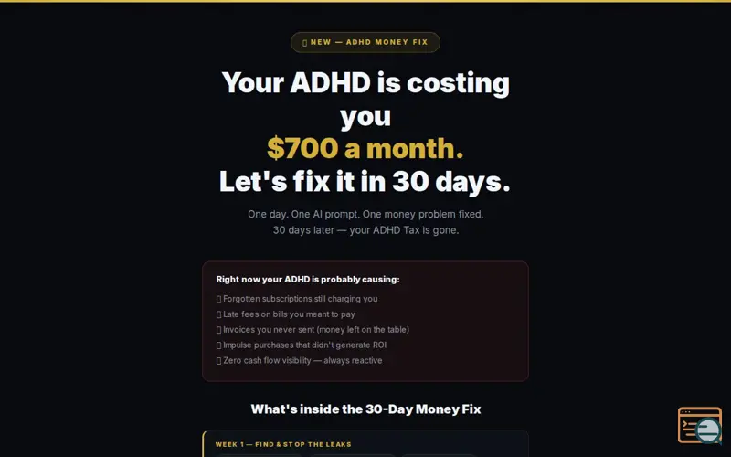 Screenshot of 30-Day ADHD Money Fix
