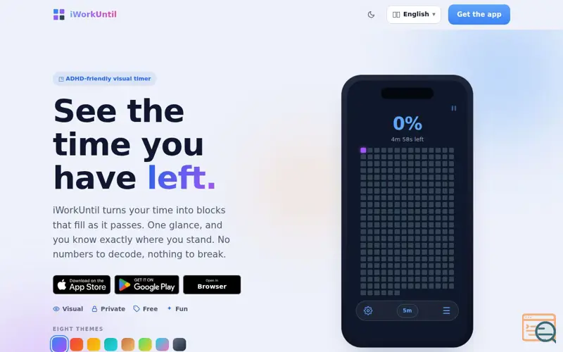 Screenshot of iWorkUntil