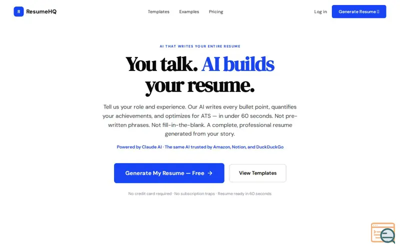 Screenshot of ResumeHQ