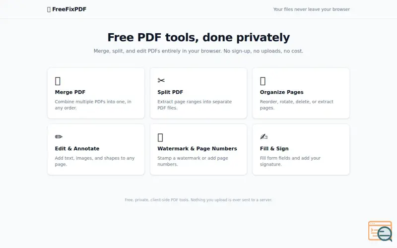 Screenshot of FreeFixPDF