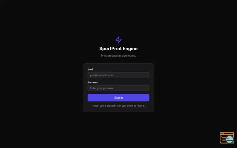 Screenshot of SportPrint Engine