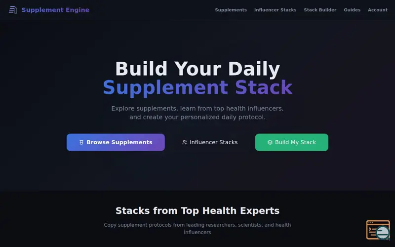 Screenshot of Supplement Engine