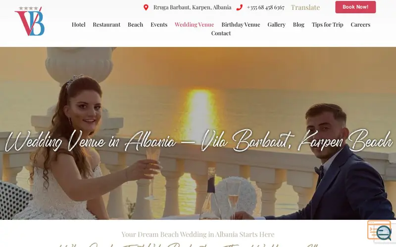 Screenshot of Wedding Venue in Albania | Vila Barbaut