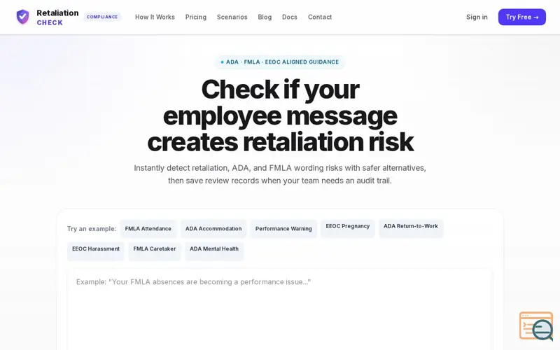 Screenshot of RetaliationCheck
