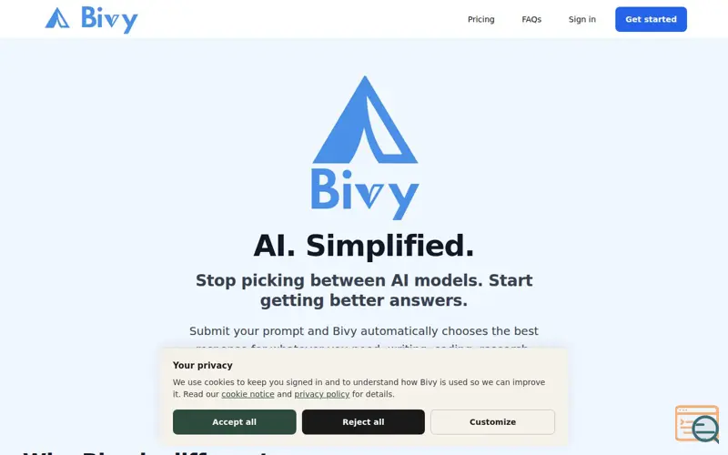 Screenshot of Bivy, a launch using Stripe Email