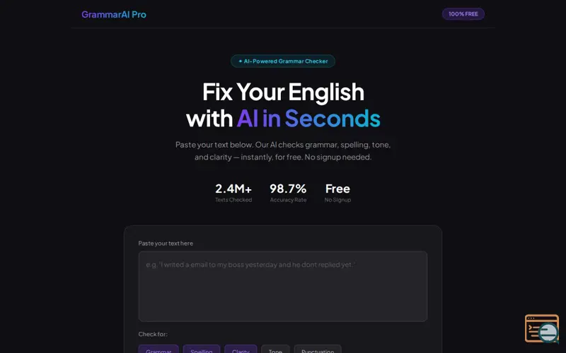 Screenshot of GrammarAI Pro