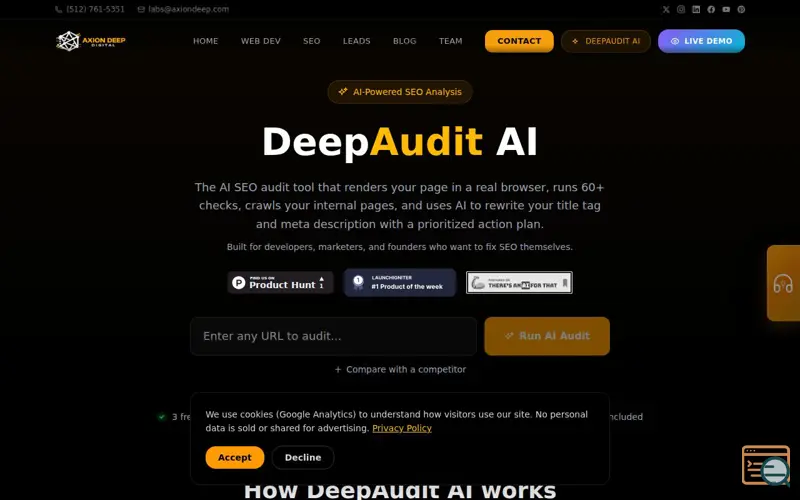 Screenshot of DeepAudit AI, a launch using AWS Lambda