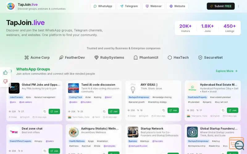 Screenshot of TapJoin