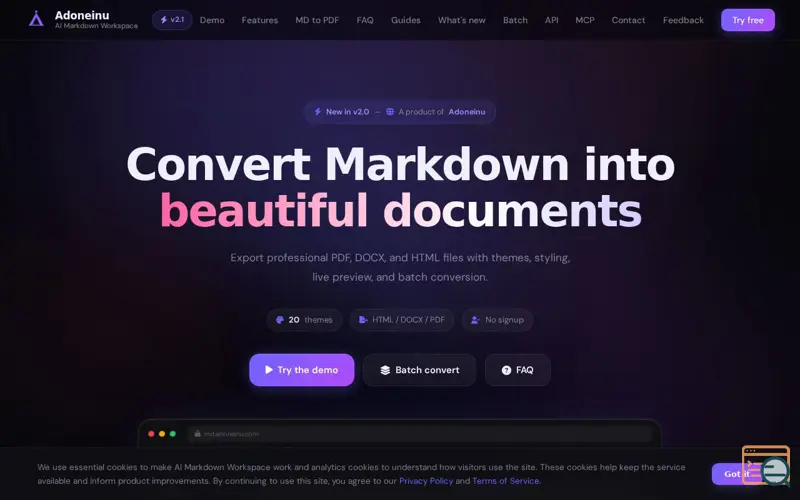 Screenshot of Adoneinu MD Converter